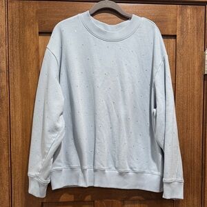 Small Rhinestone Pale Blue Crewneck Sweater